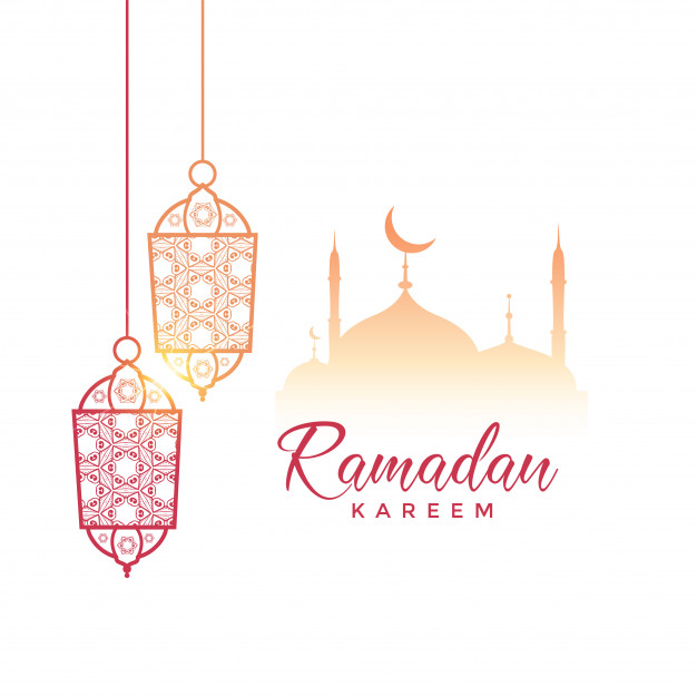 ramadan kareem conception de voeux avec des lampes suspendues et mosquee 1017 13137 أول أيام رمضان في الدول العربية و الإسلامية